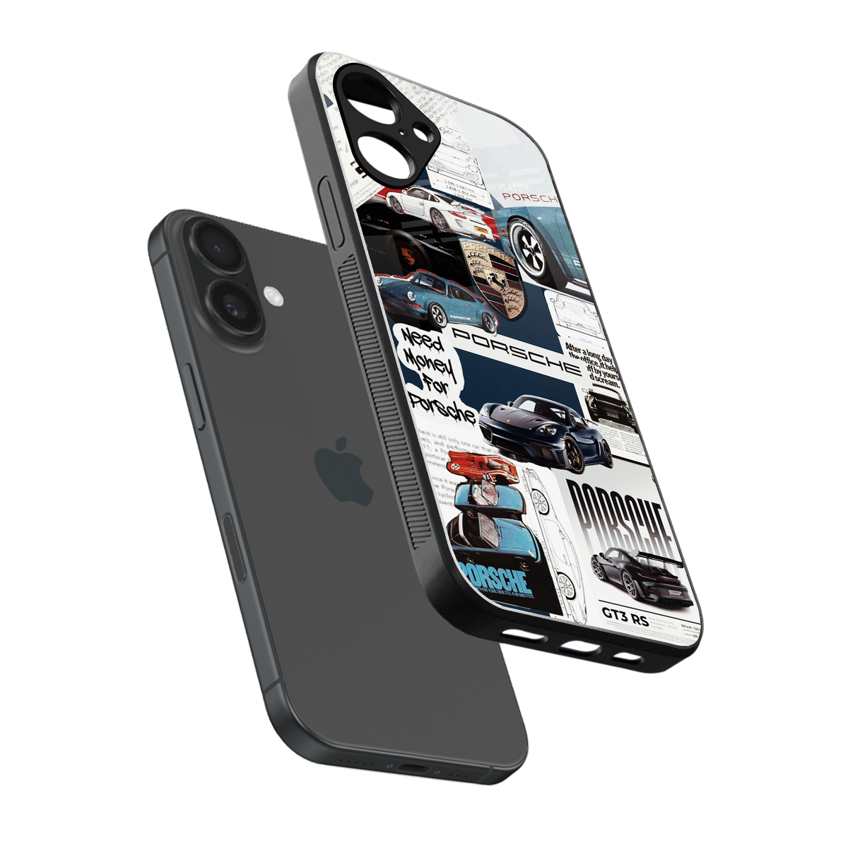 Fund My Ride sleek iPhone 16 cover with tempered glass back and TPU edges