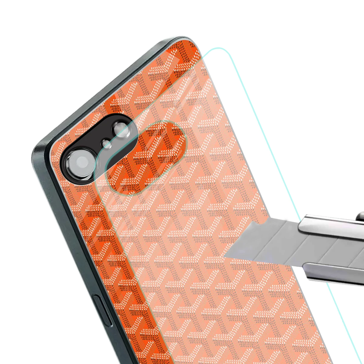 Fusion Wave Orange stylish phone case for iphone 16e | glossy glass and slim fit