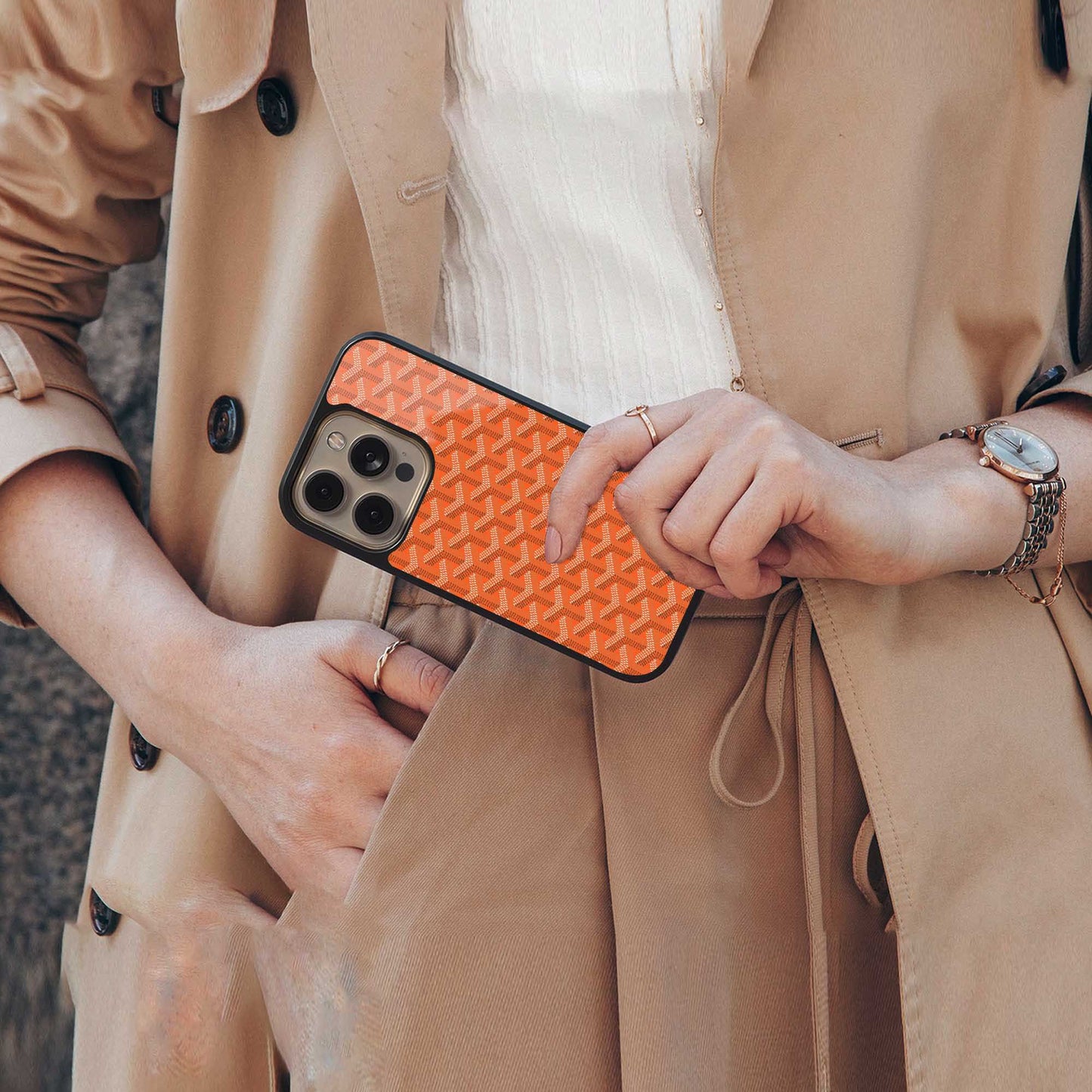 Fusion Wave Orange Phone Case for Iphone 16 | Glass Case
