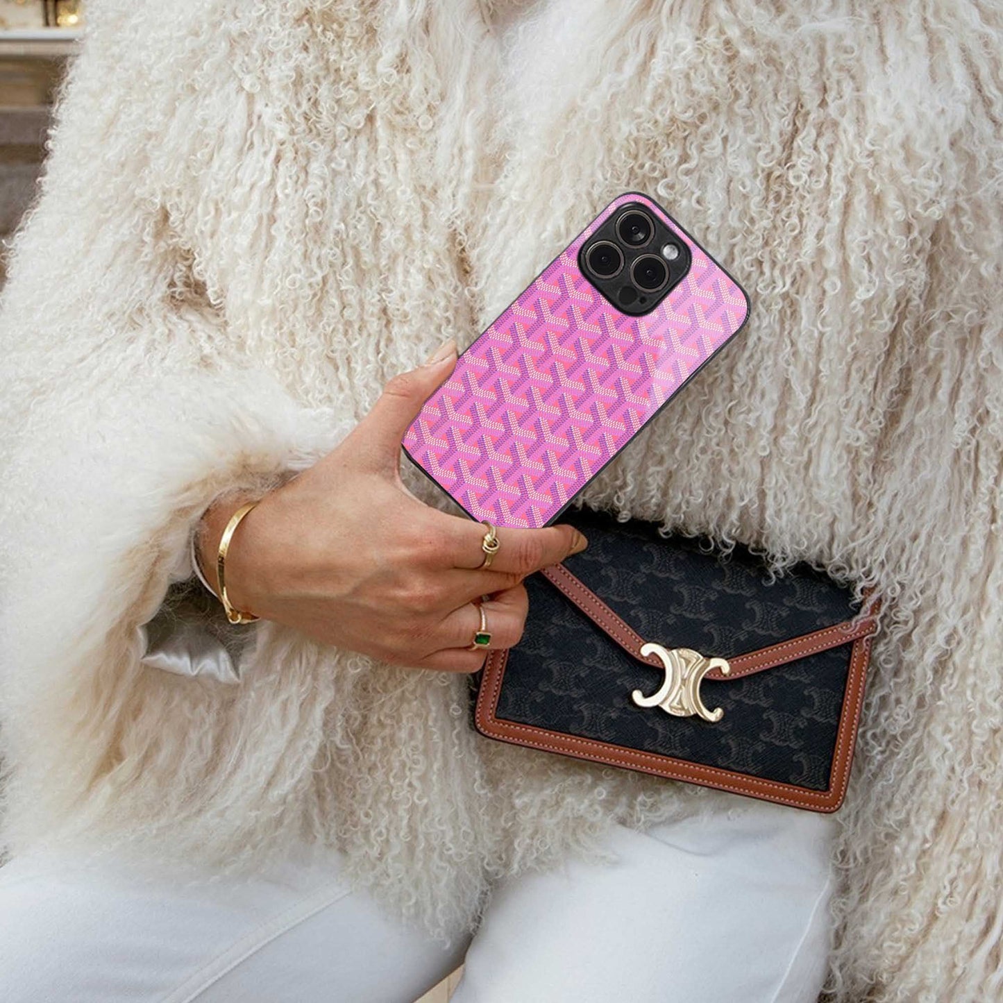 Fusion Wave Pink Phone Case for Iphone 16 | Glass Case