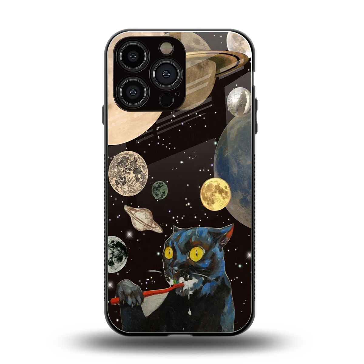 Galactic Purr back phone cover | glass case for iphone 14 pro max