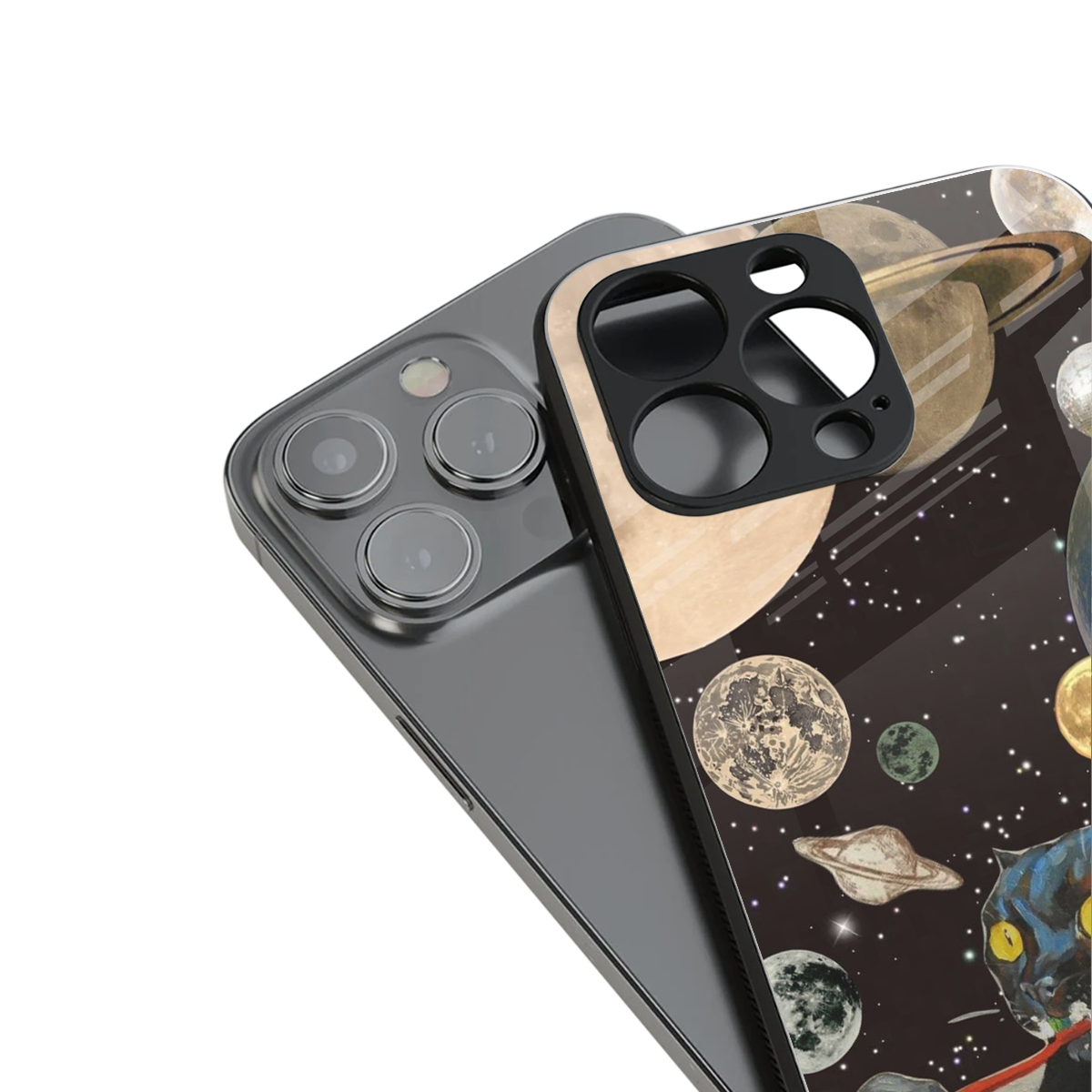 Galactic Purr stylish phone case for iPhone 16 | glossy glass and slim fit