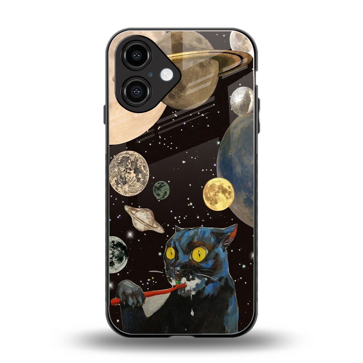 Galactic Purr back phone cover | glass case for iphone 16