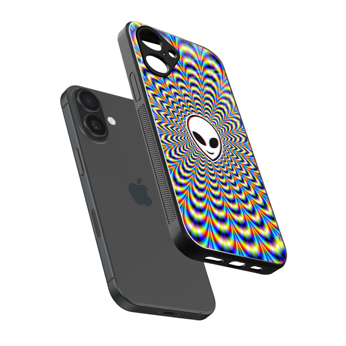 Galactic Vibes sleek iPhone 16 cover with tempered glass back and TPU edges