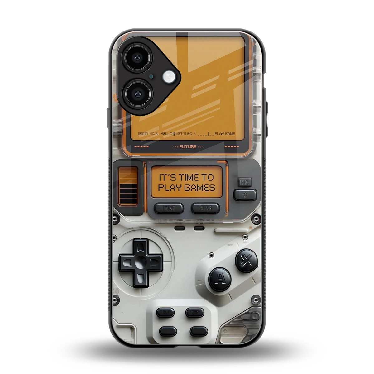 Gameboy Orange back phone cover | glass case for iphone 16 plus