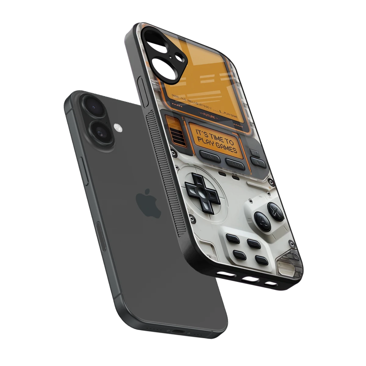 Gameboy Orange sleek iphone 16 plus cover with tempered glass back and TPU edges