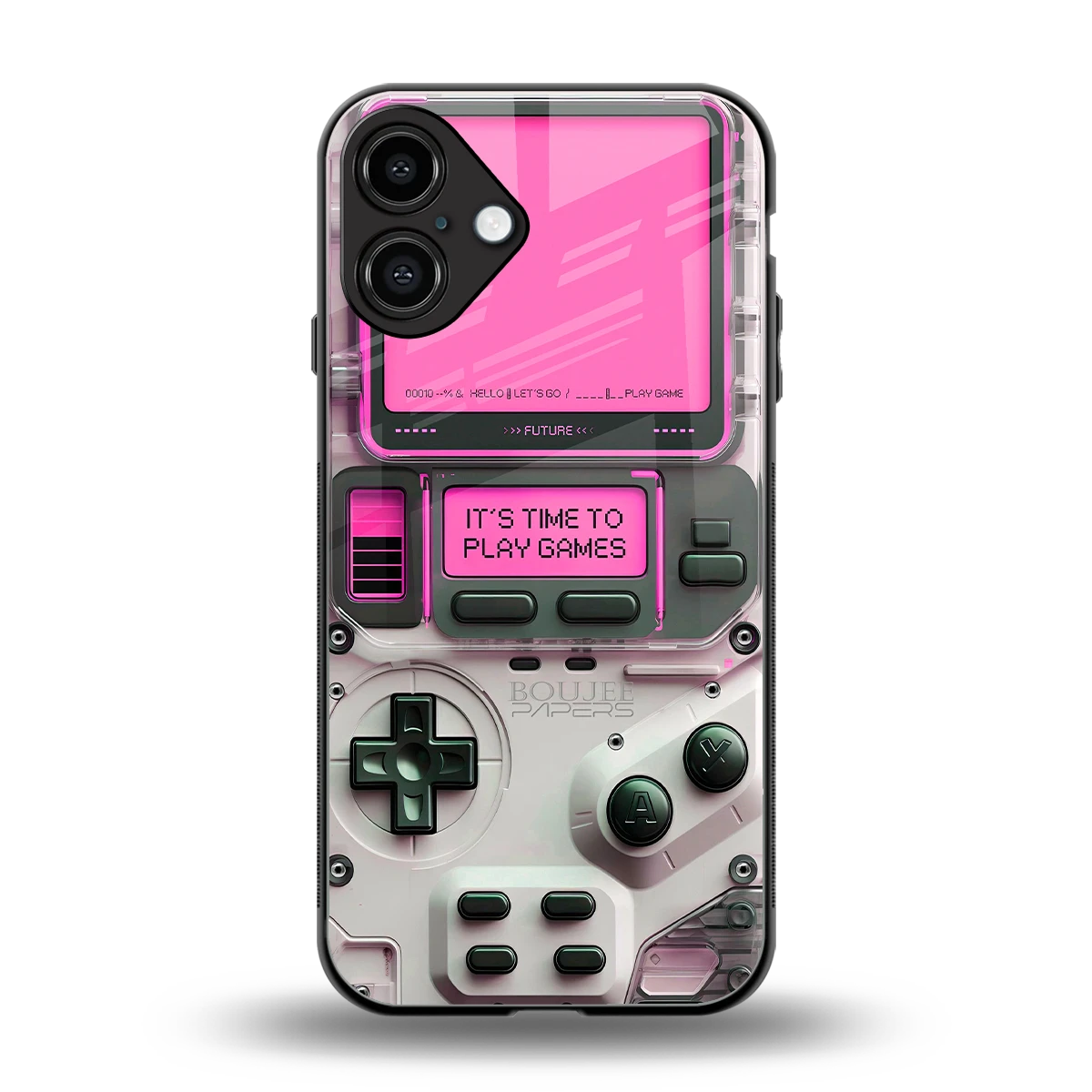 Gameboy Pink back phone cover | glass case for iphone 16 plus
