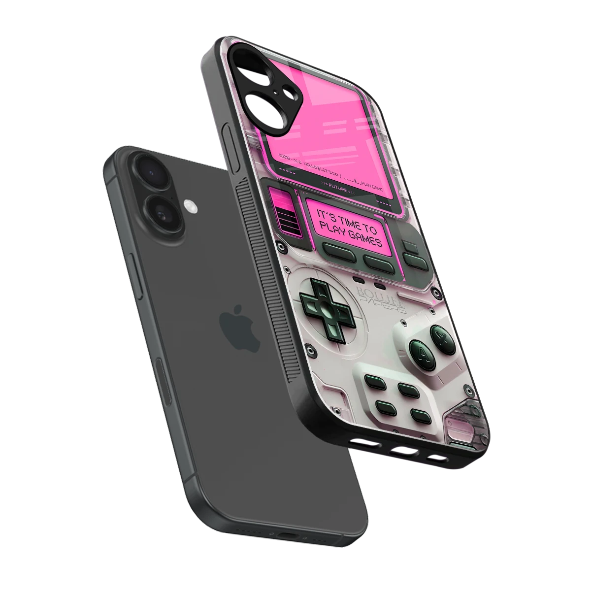 Gameboy Pink sleek iphone 16 plus cover with tempered glass back and TPU edges