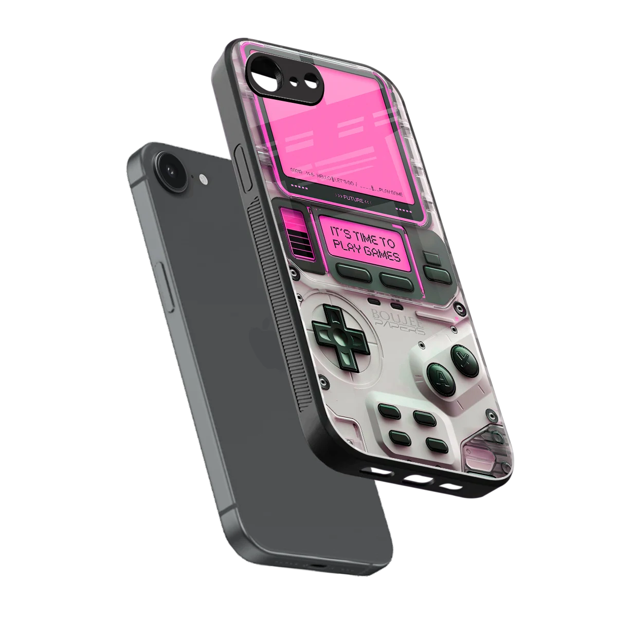 Gameboy Pink sleek iphone 16e cover with tempered glass back and TPU edges