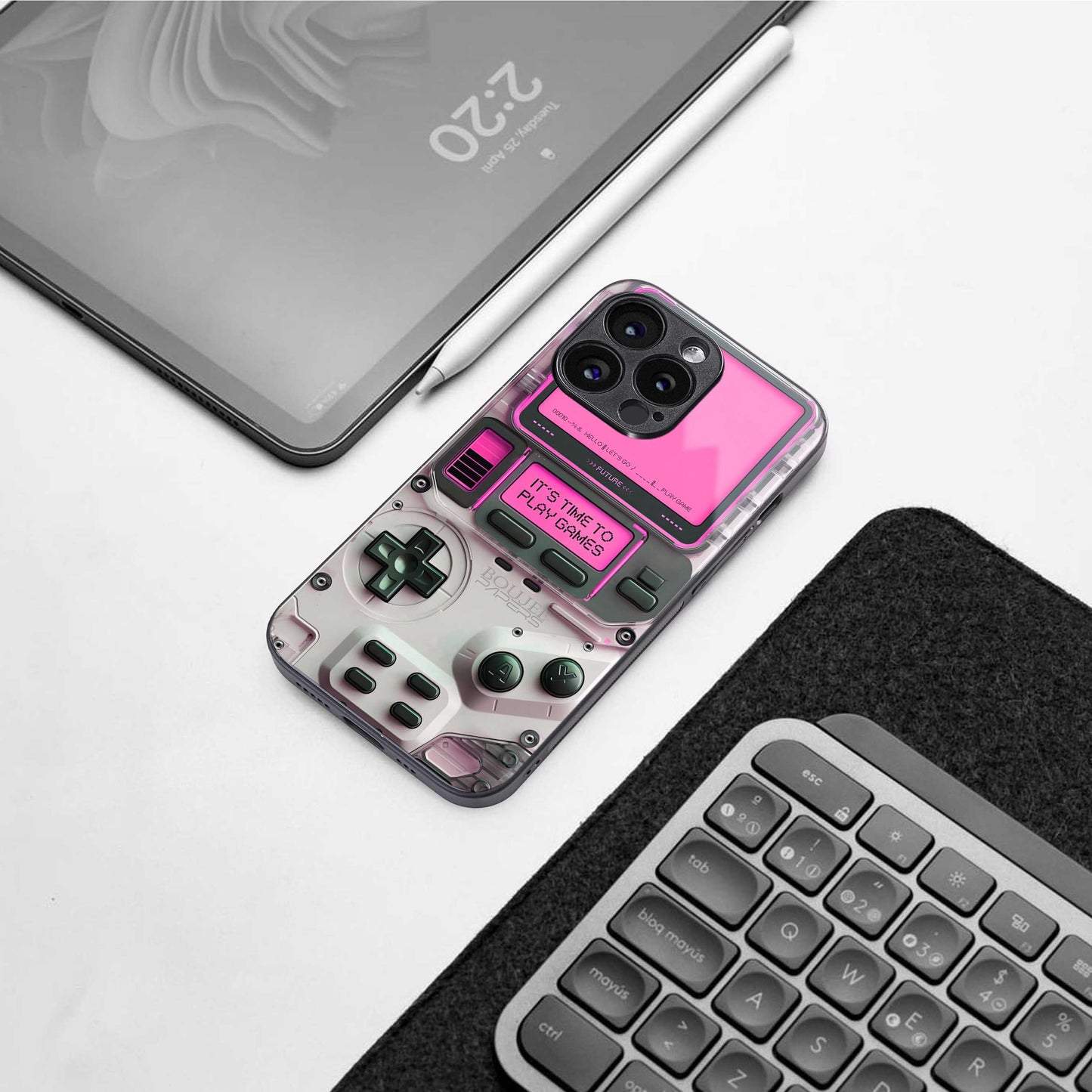 Gameboy Pink Phone Case for Iphone 16 | Glass Case