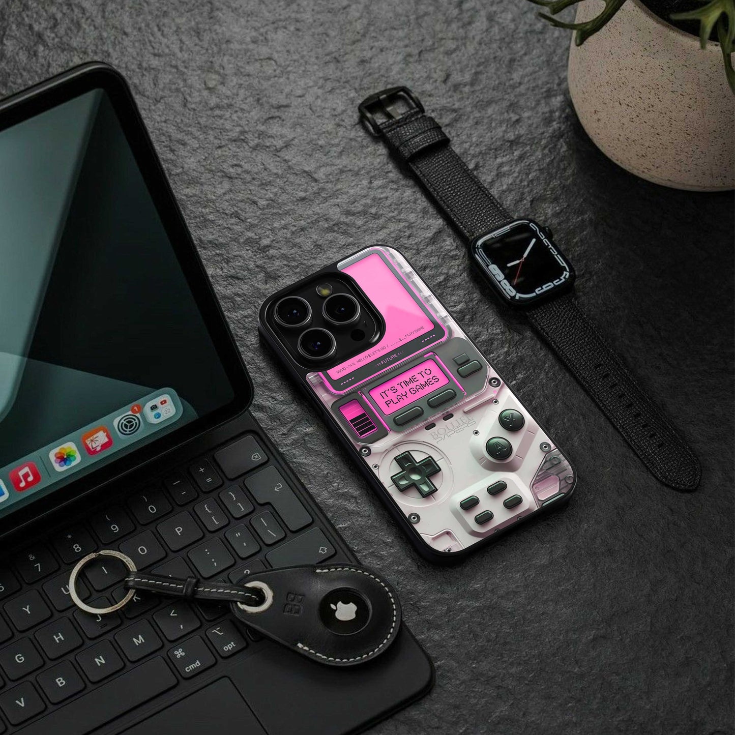 Gameboy Pink Phone Case for Iphone 16 | Glass Case