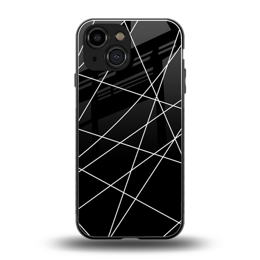 Geomatric Black back phone cover | glass case for iphone 13 mini
