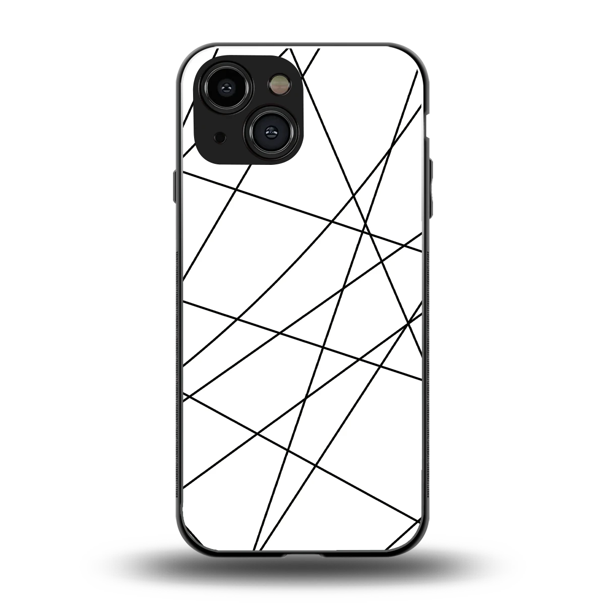 Geomatric White back phone cover | glass case for iphone 13 mini
