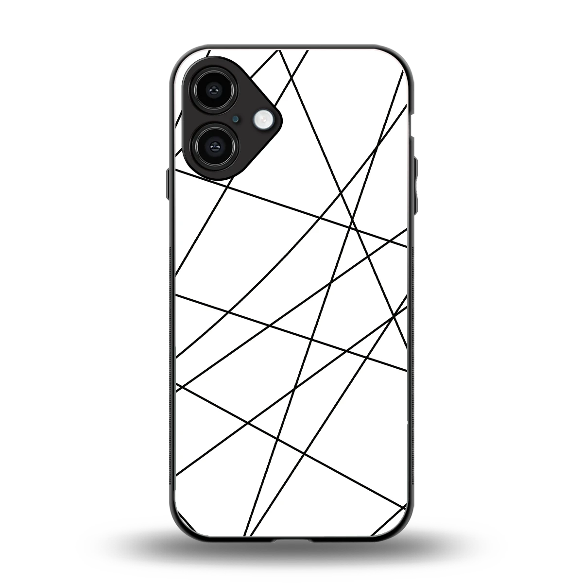 Geomatric White back phone cover | glass case for iphone 16 plus