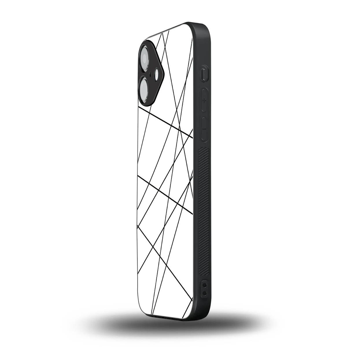 Geomatric White iphone 16 plus mobile cover | shockproof glass phone case