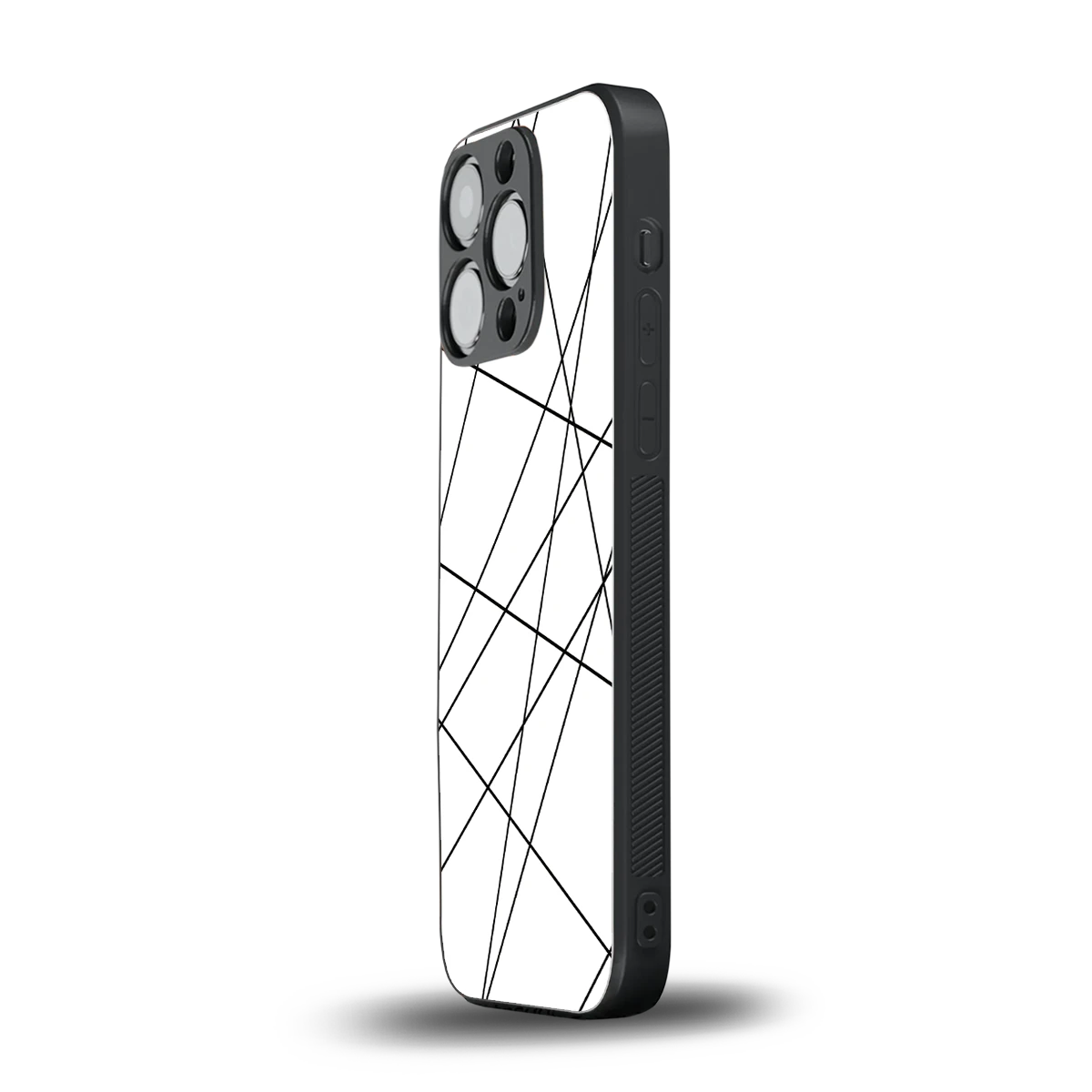 Geomatric White iphone 16 pro mobile cover | shockproof glass phone case