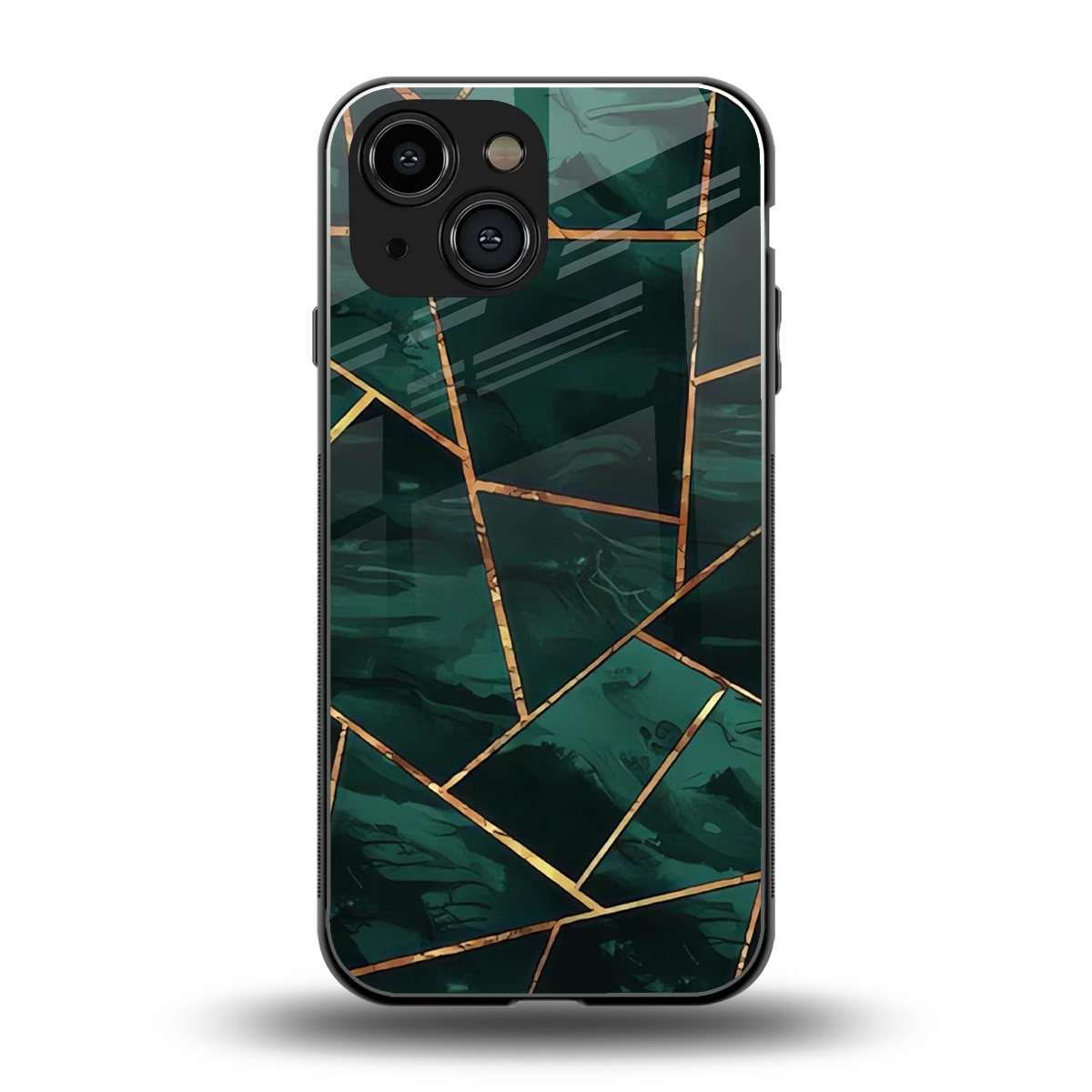 Geometric green back phone cover | glass case for iphone 13 mini