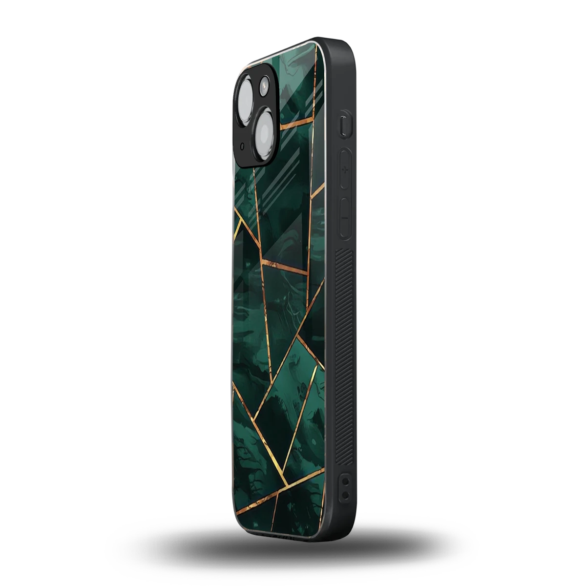 Geometric green iphone 13 mini mobile cover | shockproof glass phone case