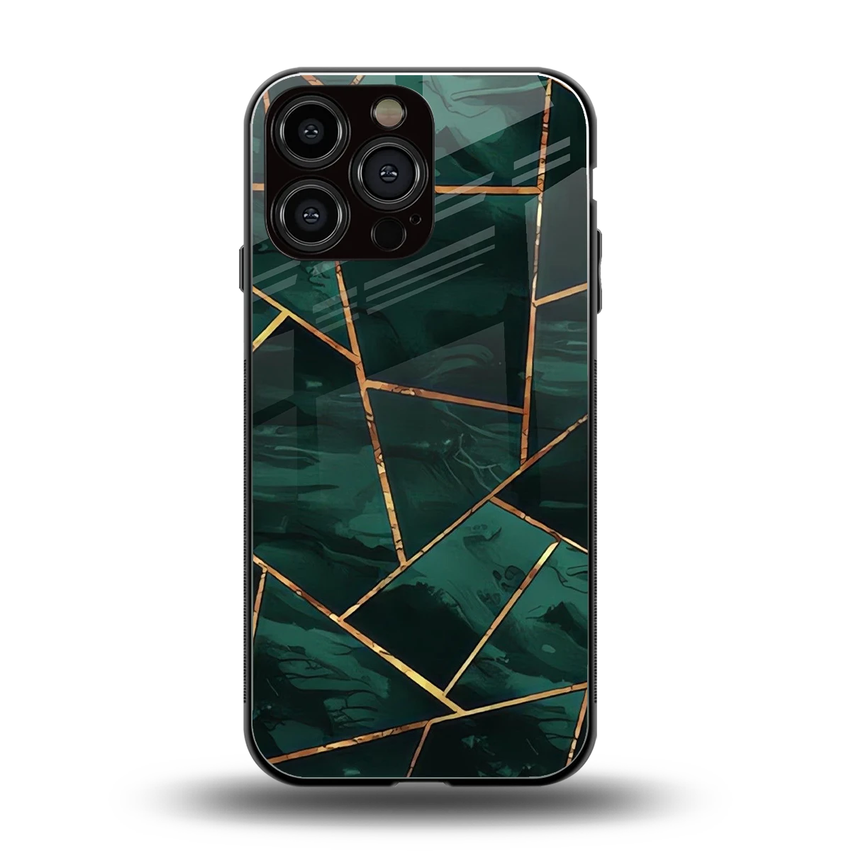Geometric green back phone cover | glass case for iphone 14 pro max