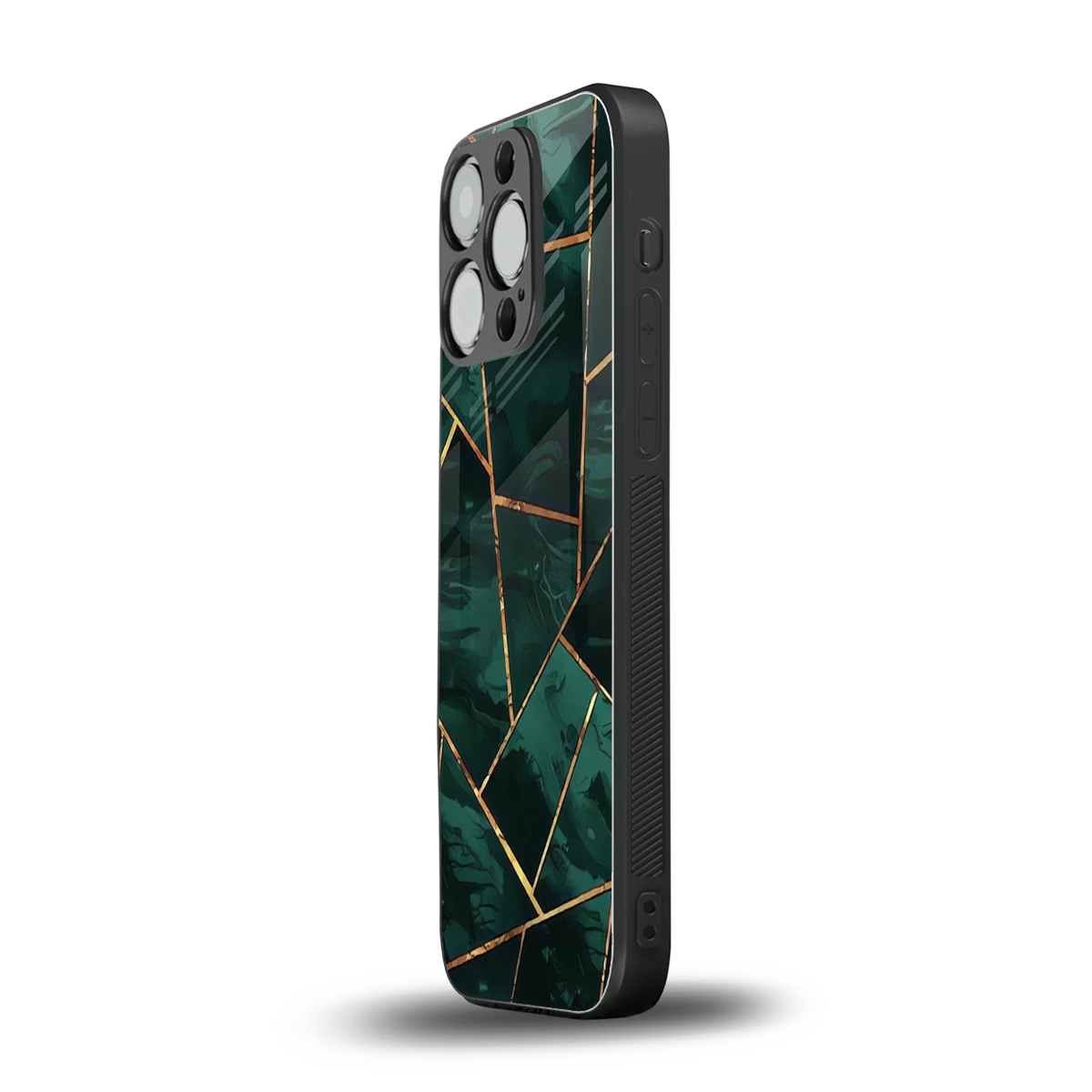Geometric green iphone 16 pro mobile cover | shockproof glass phone case