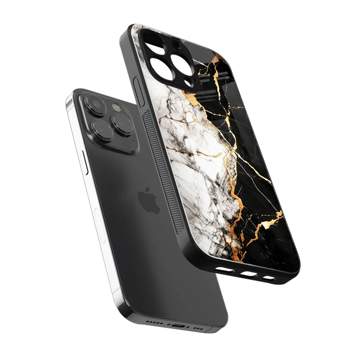 Gilded Marble sleek iphone 14 pro max cover with tempered glass back and TPU edges