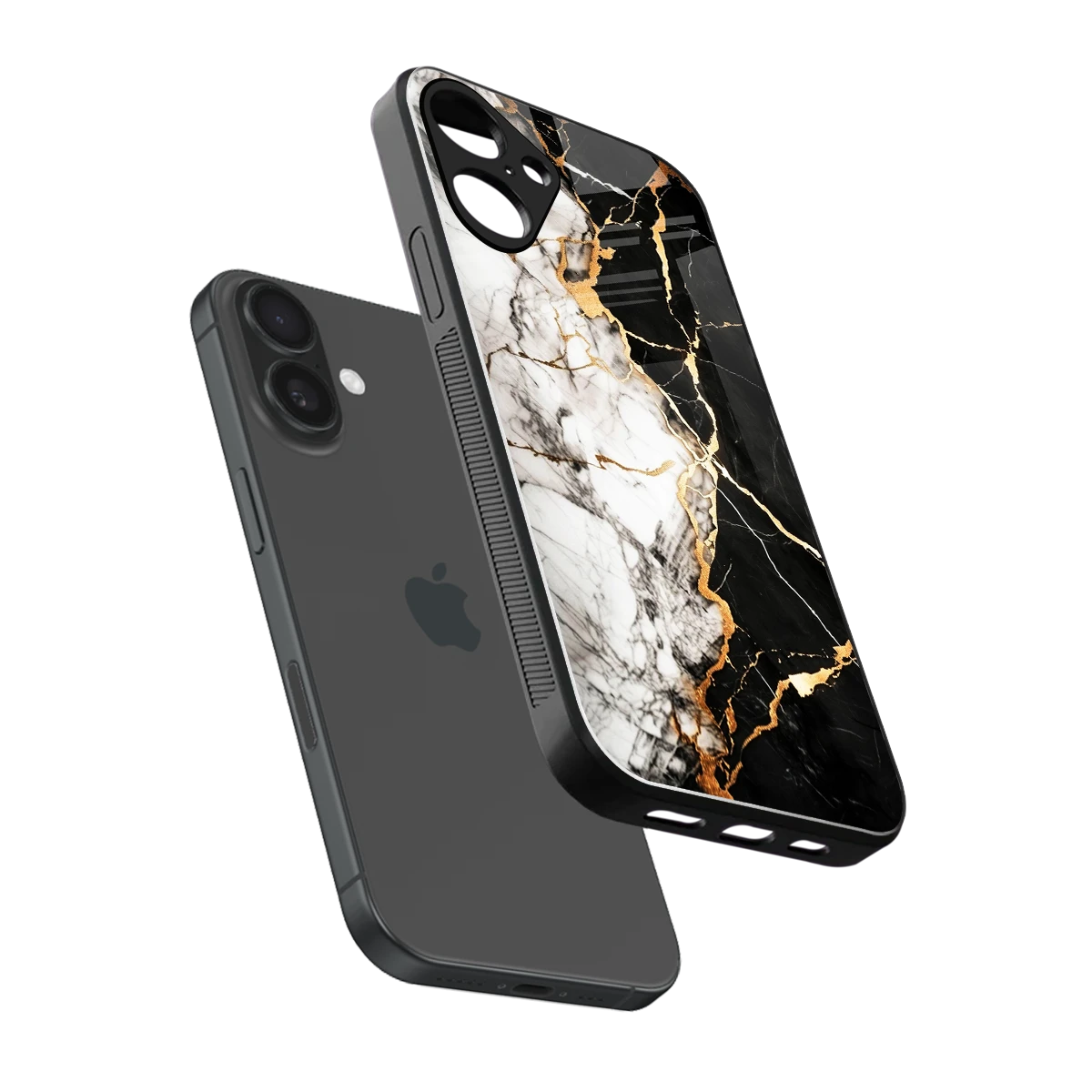 Gilded Marble sleek iphone 16 plus cover with tempered glass back and TPU edges