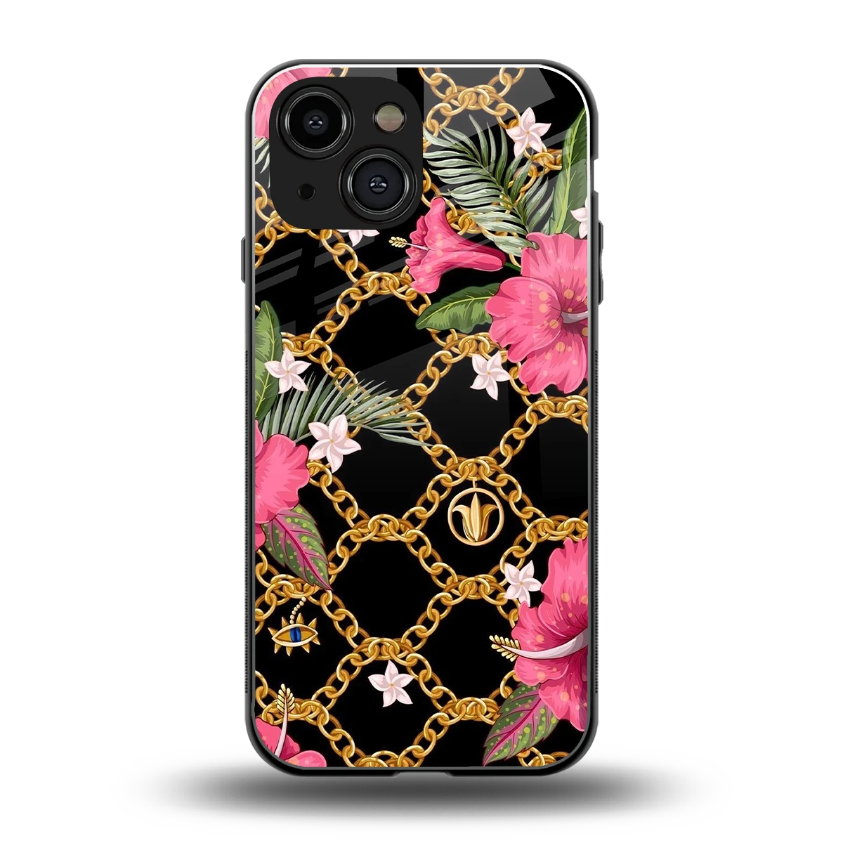 Gilded Petals back phone cover | glass case for iphone 13 mini