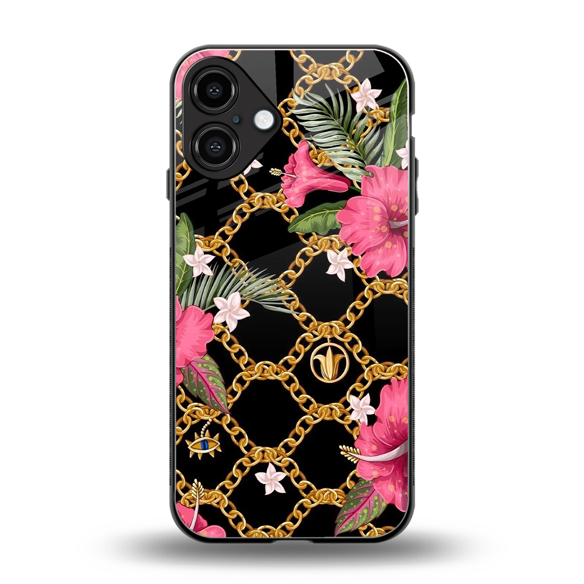 Gilded Petals back phone cover | glass case for iphone 16 plus