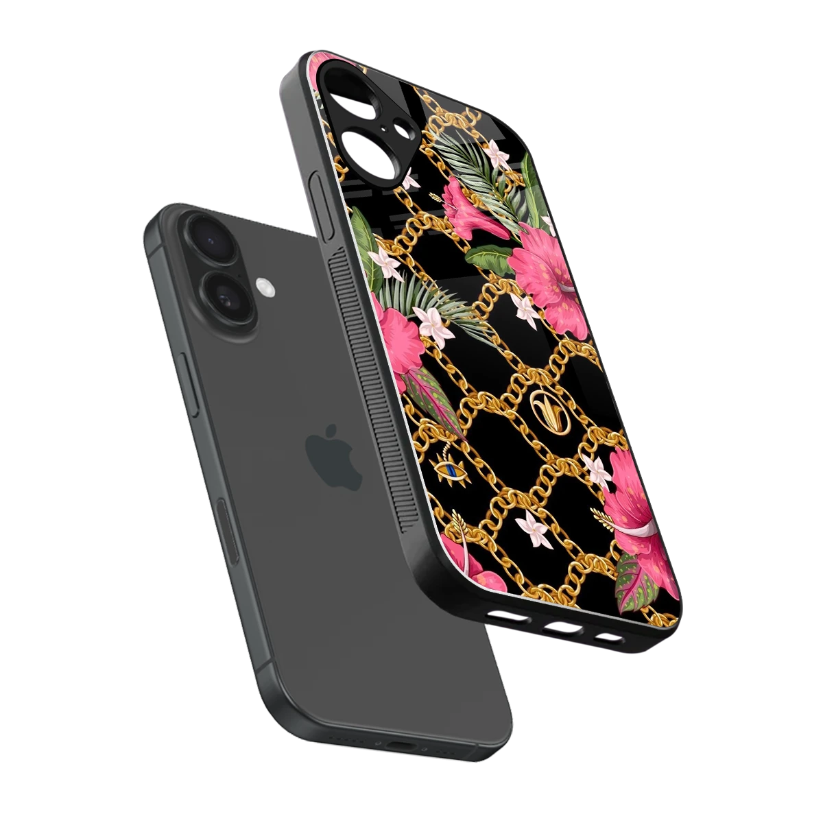 Gilded Petals sleek iphone 16 plus cover with tempered glass back and TPU edges