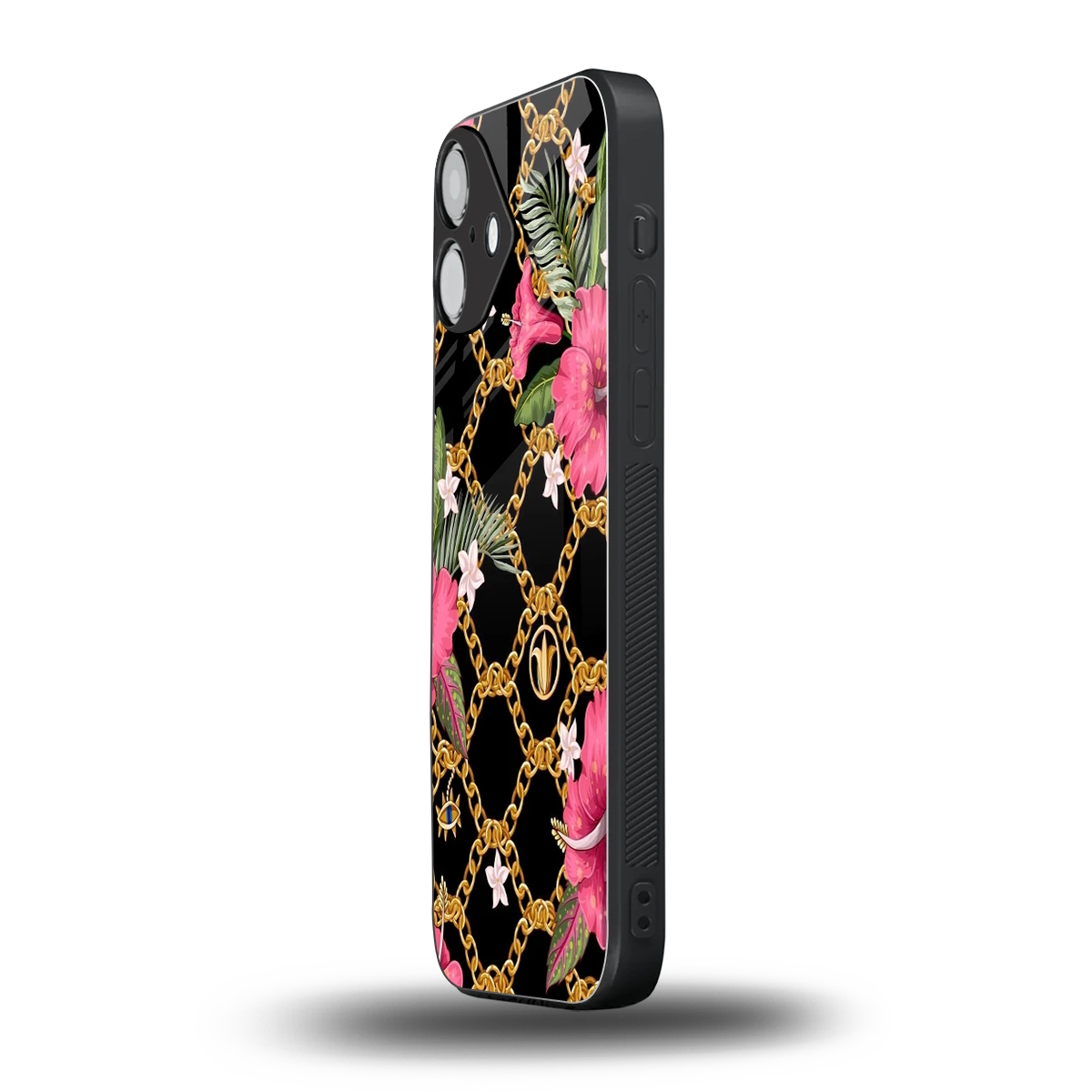 Gilded Petals iphone 16 plus mobile cover | shockproof glass phone case