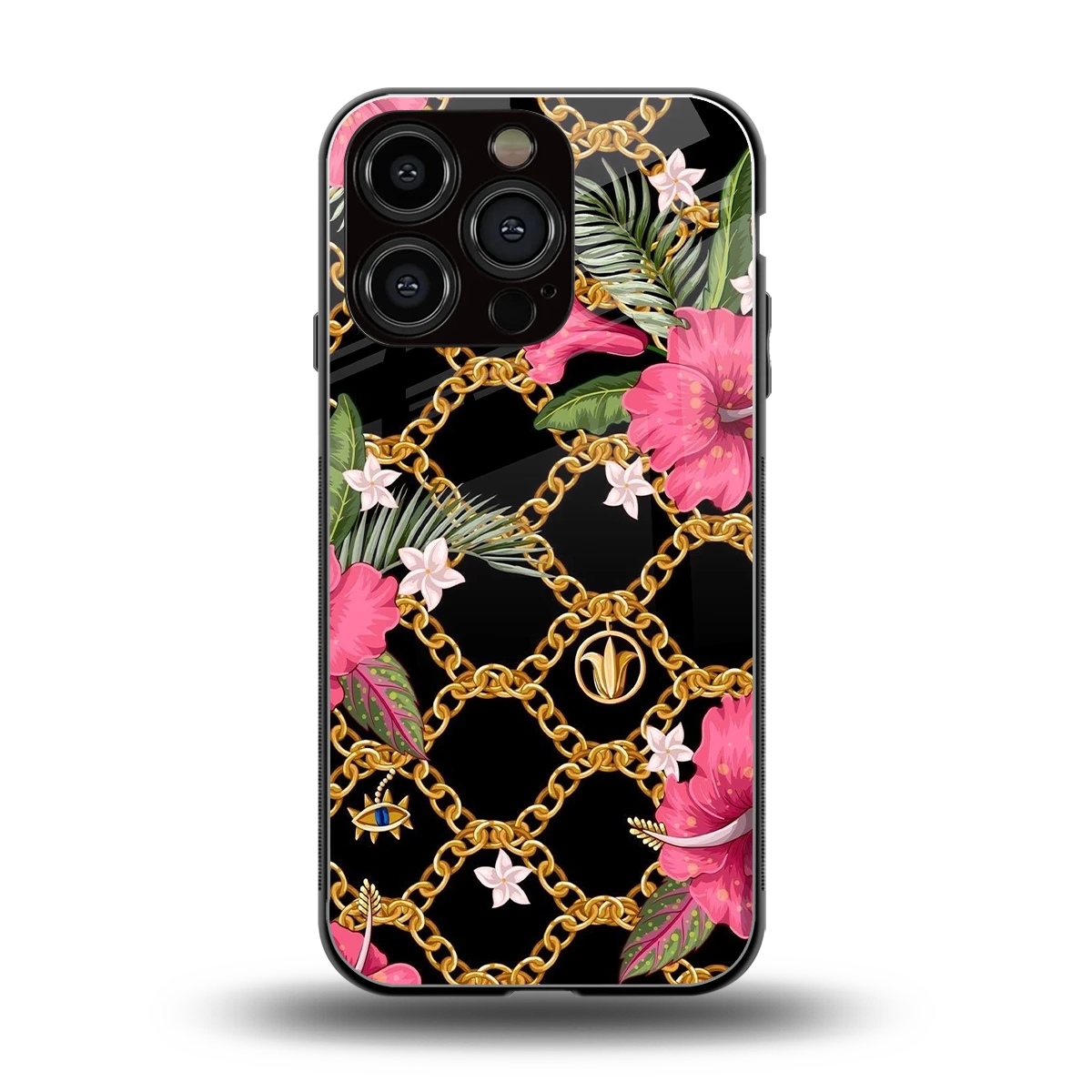 Gilded Petals back phone cover | glass case for iphone 16 pro