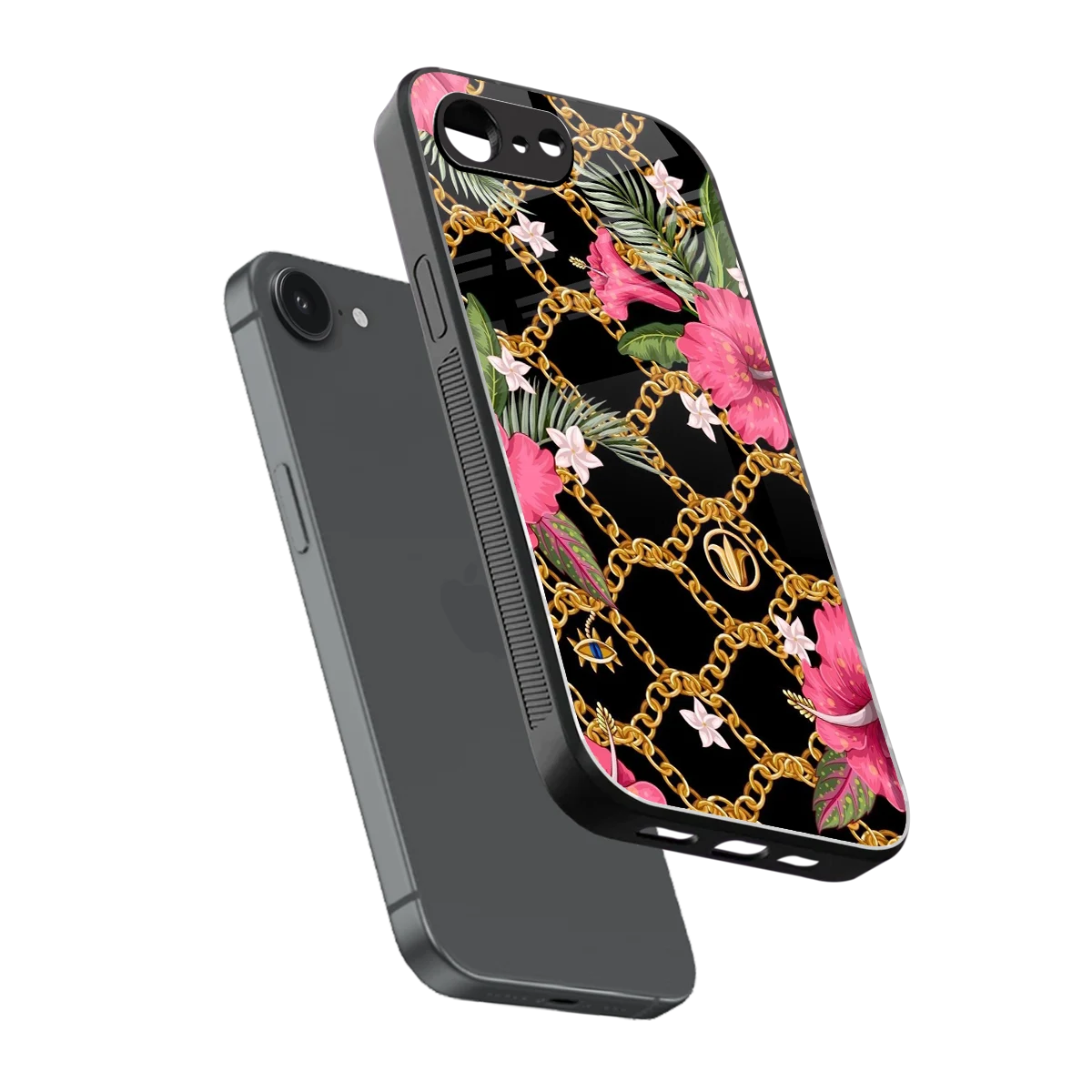 Gilded Petals sleek iphone 16e cover with tempered glass back and TPU edges