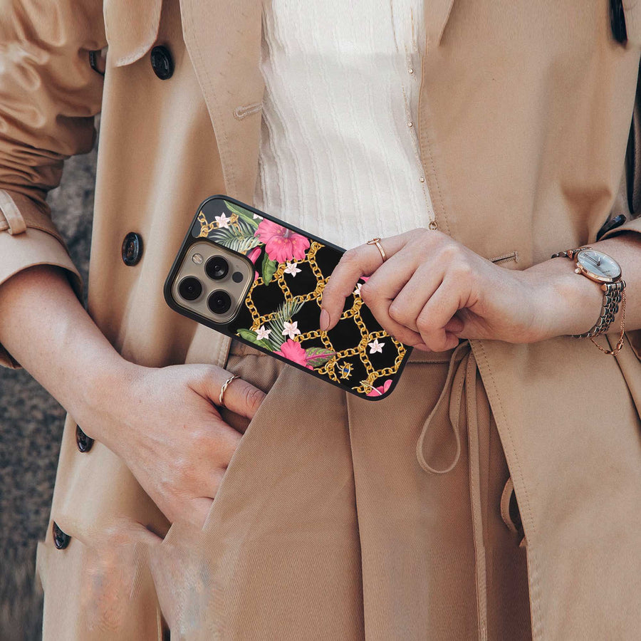 Gilded Petals Phone Case for Iphone 14 Pro | Glass Case