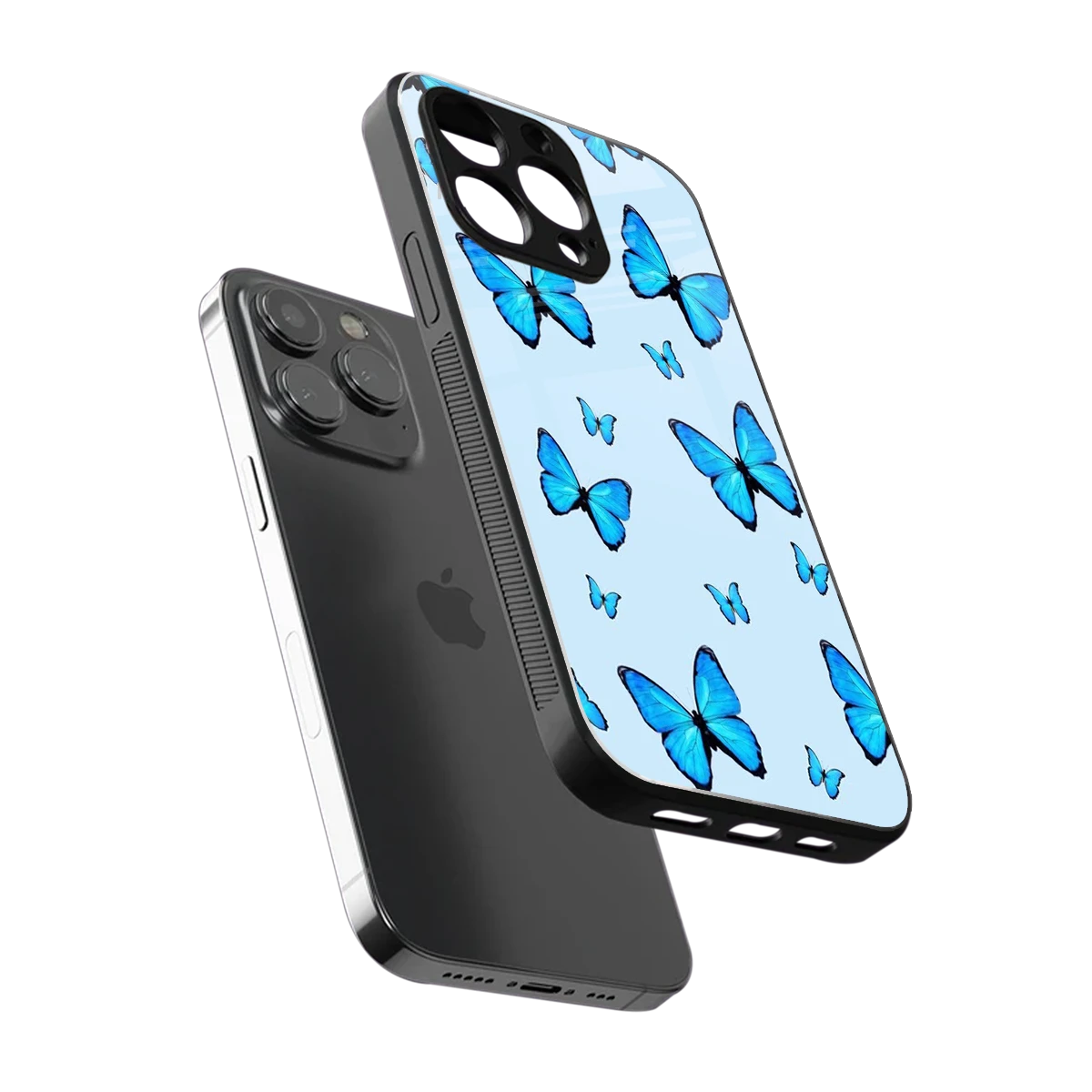 Gimme Butterflies Aesthetic sleek iphone 14 pro max cover with tempered glass back and TPU edges