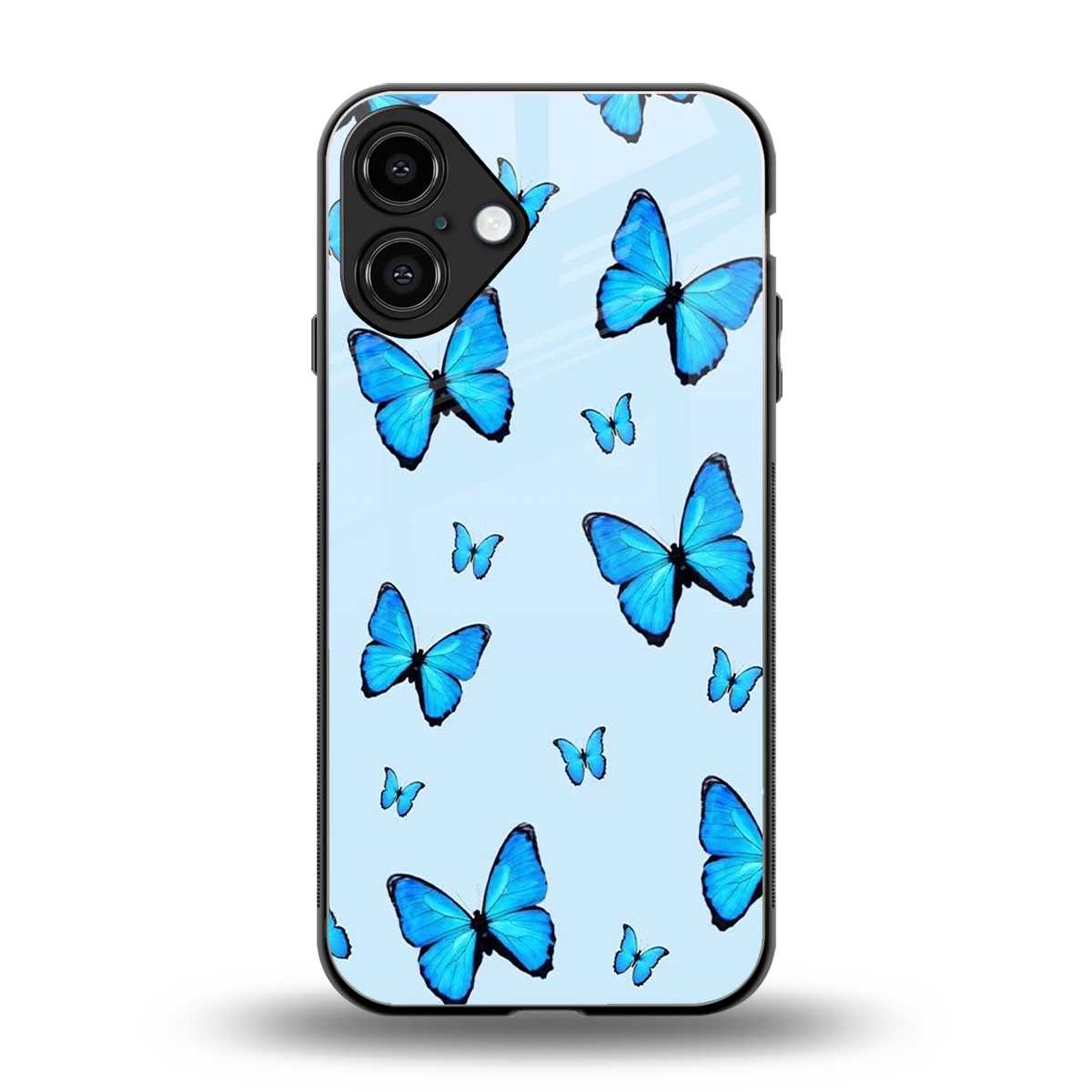 Gimme Butterflies Aesthetic back phone cover | glass case for iphone 16 plus