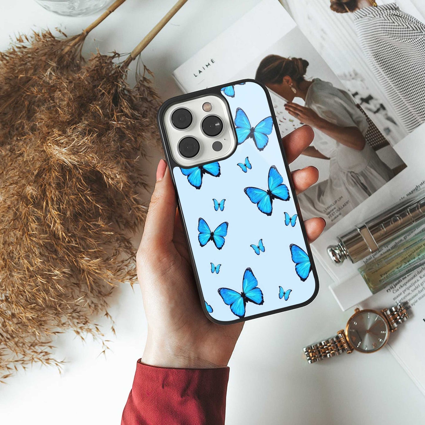 Gimme Butterflies Aesthetic Phone Case for Iphone 16 | Glass Case