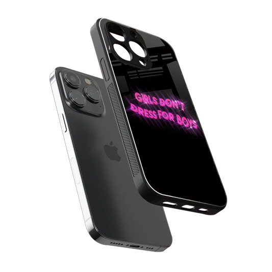 Girls Don't Dress For Boys sleek iphone 14 pro cover with tempered glass back and TPU edges