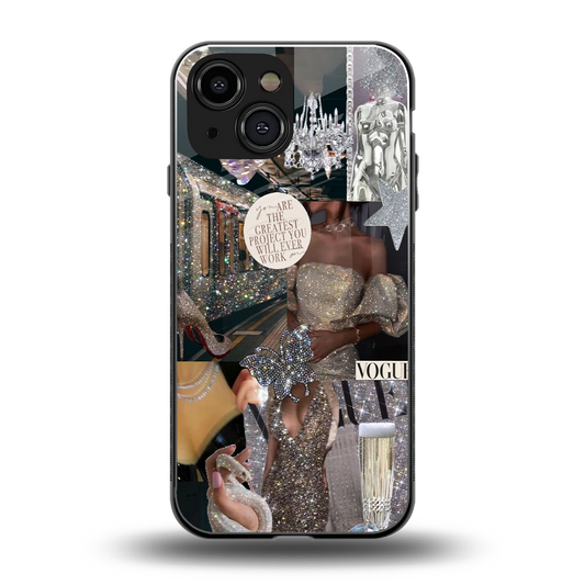 Glam Chic back phone cover | glass case for iphone 13 mini