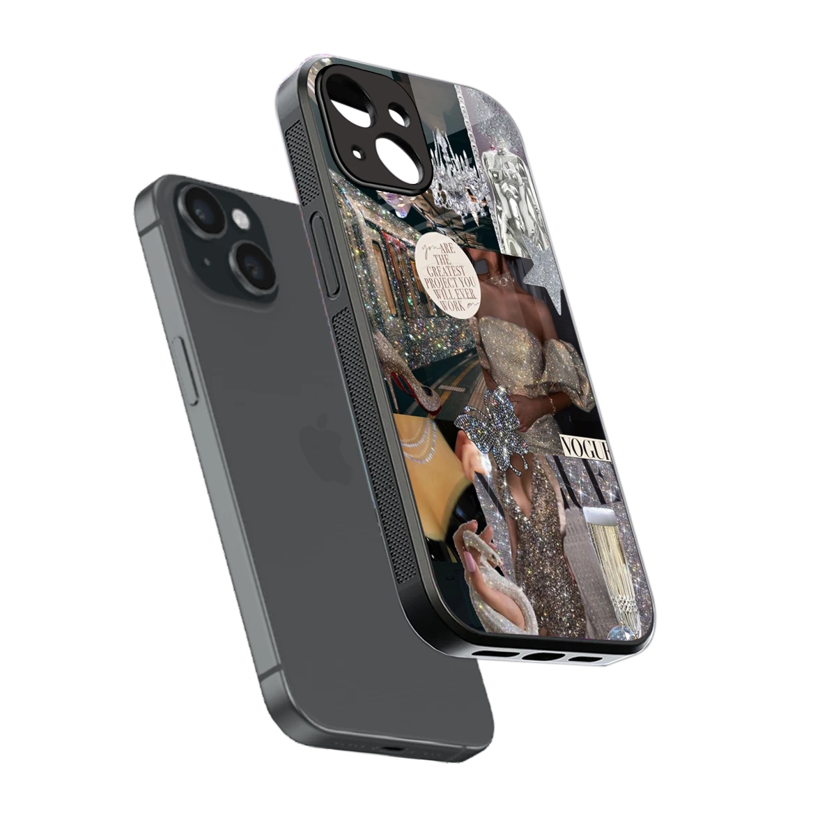 Glam Chic sleek iphone 13 mini cover with tempered glass back and TPU edges