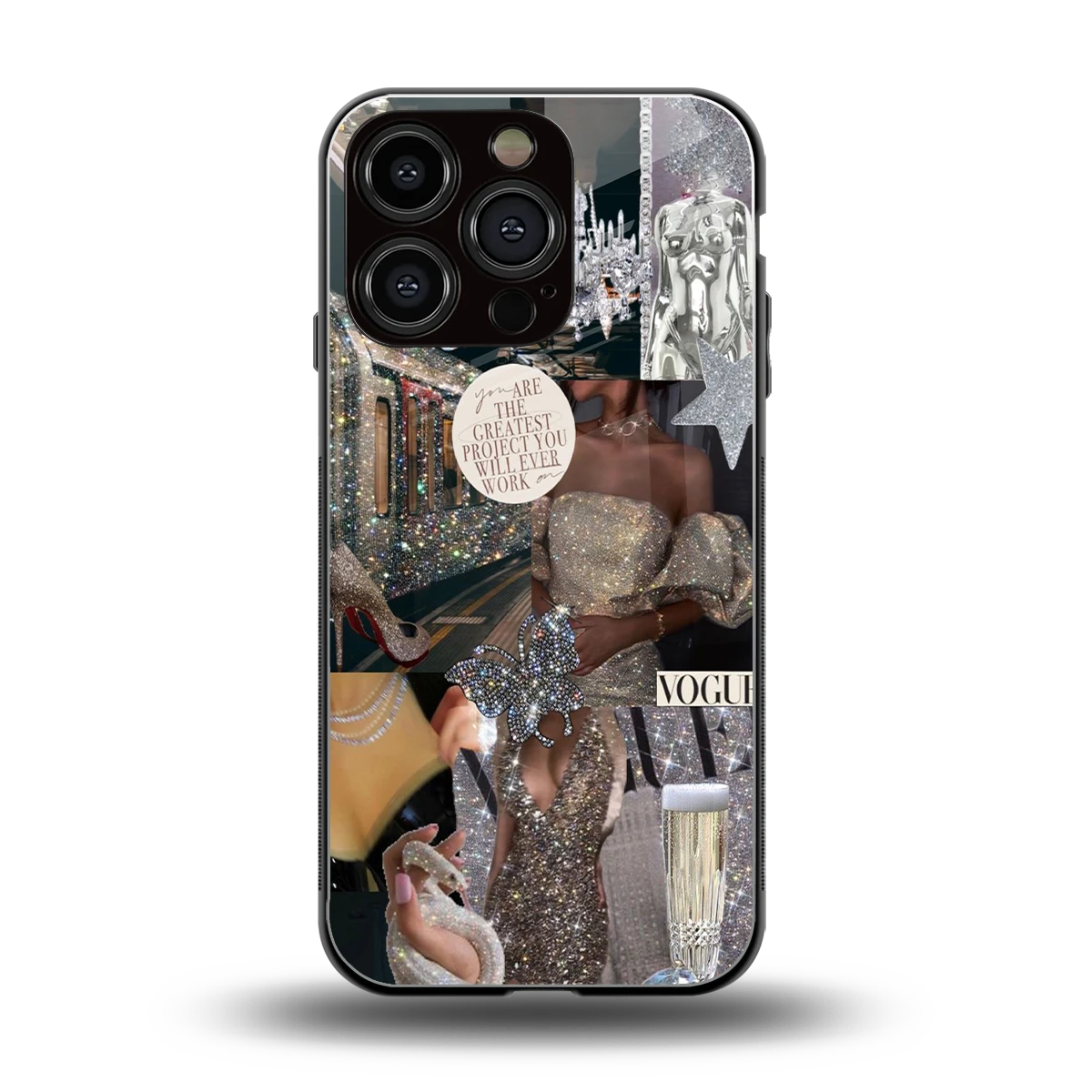 Glam Chic back phone cover | glass case for iphone 16 pro