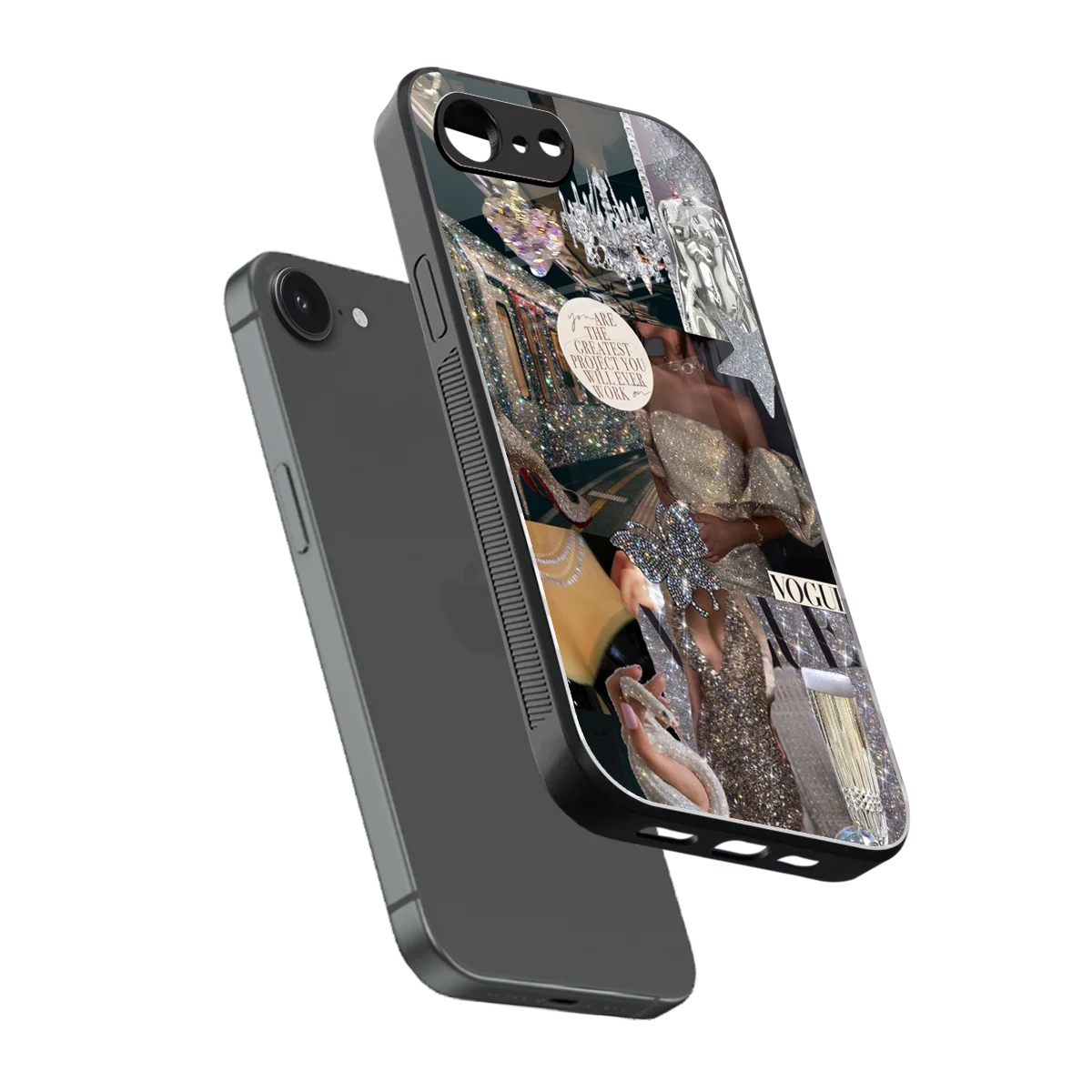 Glam Chic sleek iphone 16e cover with tempered glass back and TPU edges