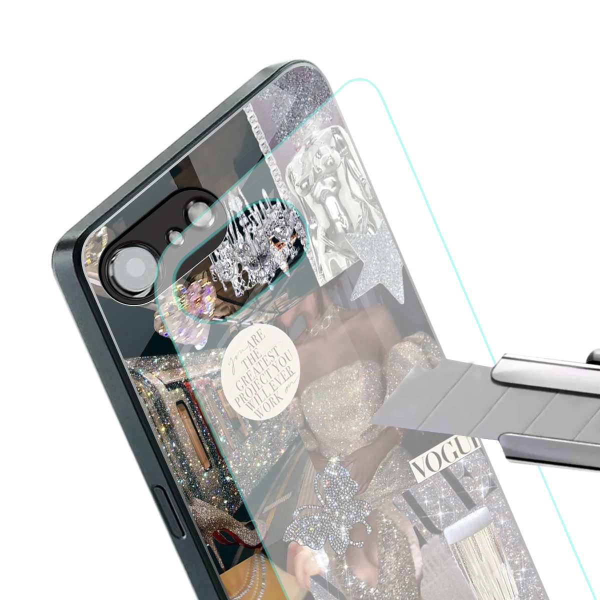 Glam Chic stylish phone case for iphone 16e | glossy glass and slim fit