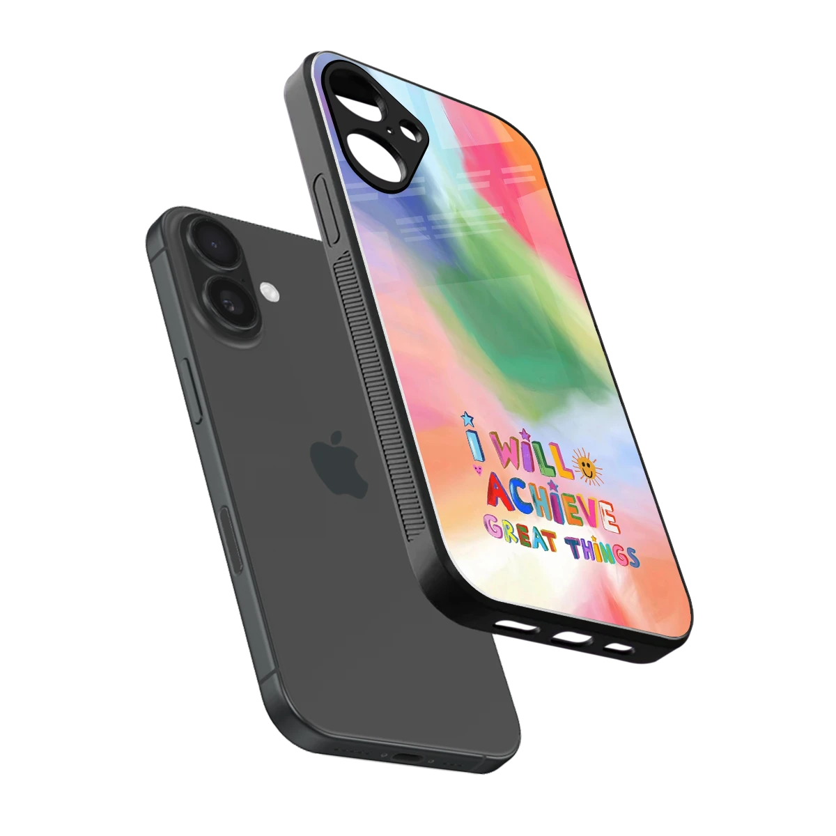 Goal Setter sleek iphone 16 plus cover with tempered glass back and TPU edges