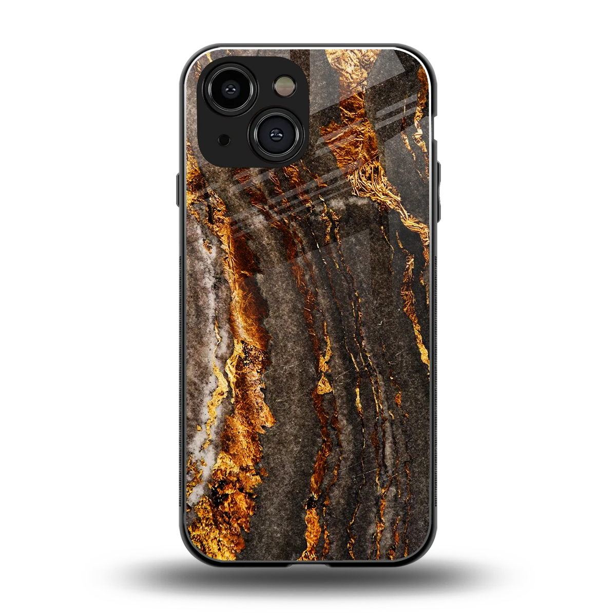 Golden Blaze back phone cover | glass case for iphone 13 mini