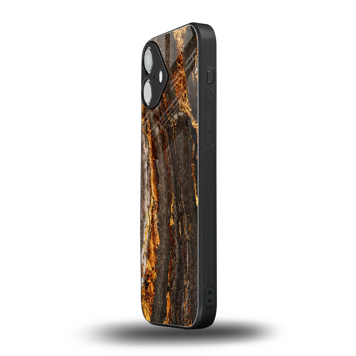 Golden Blaze iphone 16 plus mobile cover | shockproof glass phone case