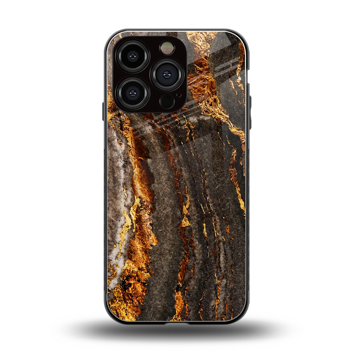 Golden Blaze back phone cover | glass case for iphone 16 pro