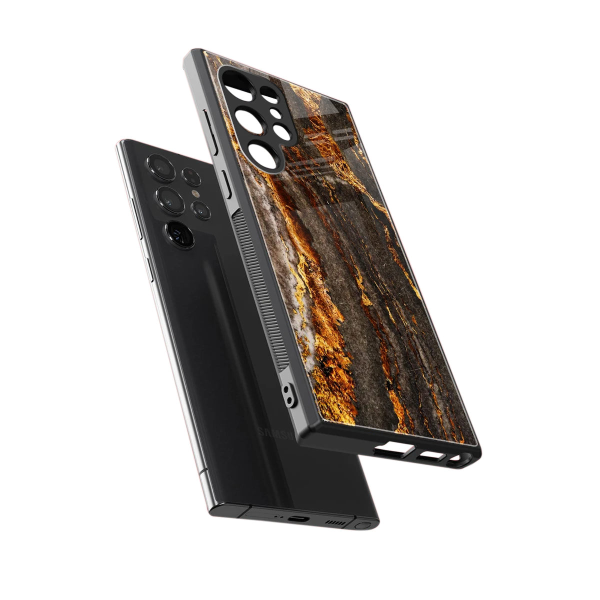 Golden Blaze sleek samsung galaxy s24 ultra cover with tempered glass back and TPU edges
