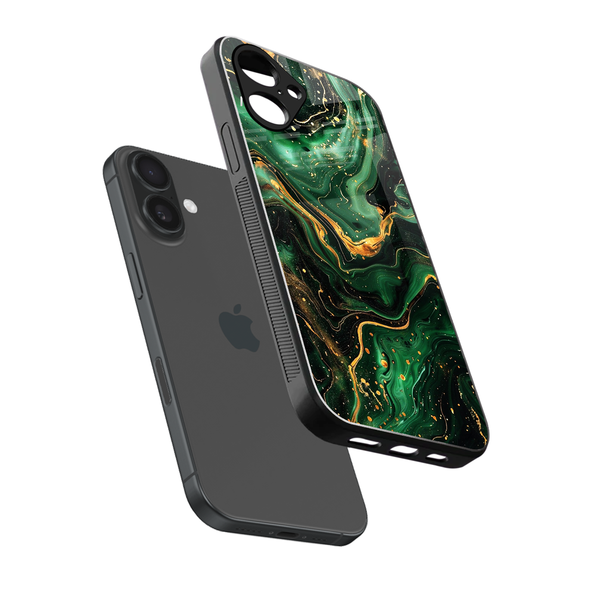 Golden Forest sleek iPhone 16 cover with tempered glass back and TPU edges