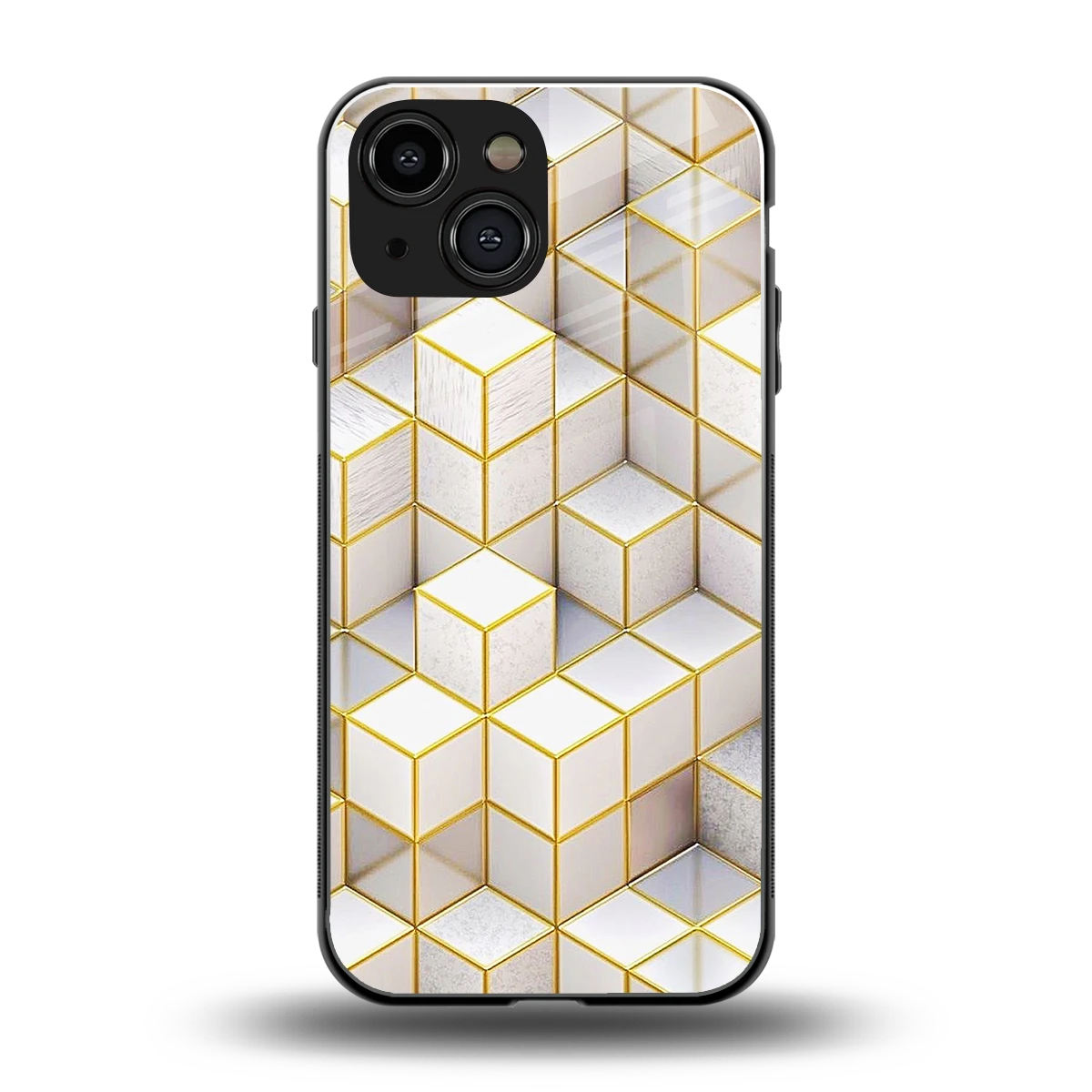 Golden Geometry back phone cover | glass case for iphone 13 mini