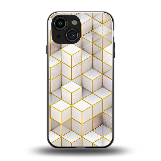 Golden Geometry back phone cover | glass case for iphone 13 mini